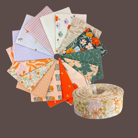 Knitted Blooms Quilt Kit | Tangerine | 57" × 76"