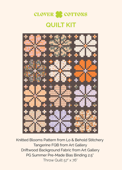 Knitted Blooms Quilt Kit | Tangerine | 57" × 76"