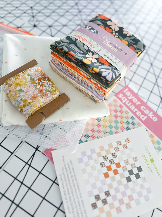 Layer Cake Squared Quilt Kit – Tangerine by AGF Studio - Small Throw 54 ½” × 54 ½”
