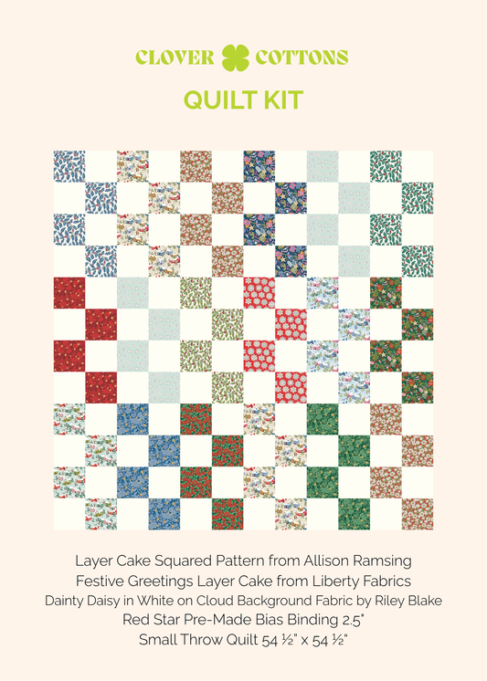 Layer Cake Squared Quilt Kit – Festive Greetings - Small Throw 54 ½” × 54 ½”