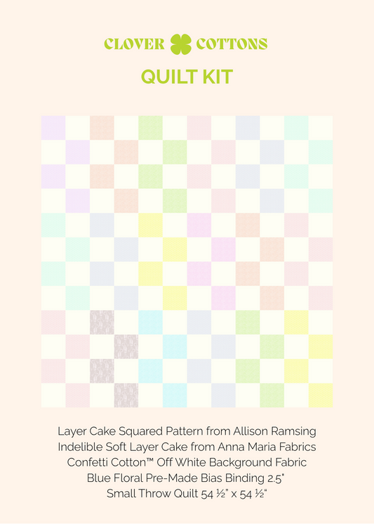 Layer Cake Squared Quilt Kit – Indelible - Small Throw 54 ½” × 54 ½”