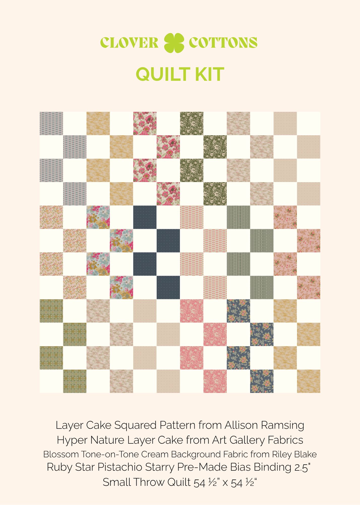 Layer Cake Squared Quilt Kit – Hyper Nature - Small Throw 54 ½” × 54 ½”