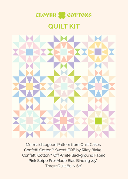 Mermaid Lagoon Quilt Kit – Sweet - Throw 60" x 60" - PRE-ORDER