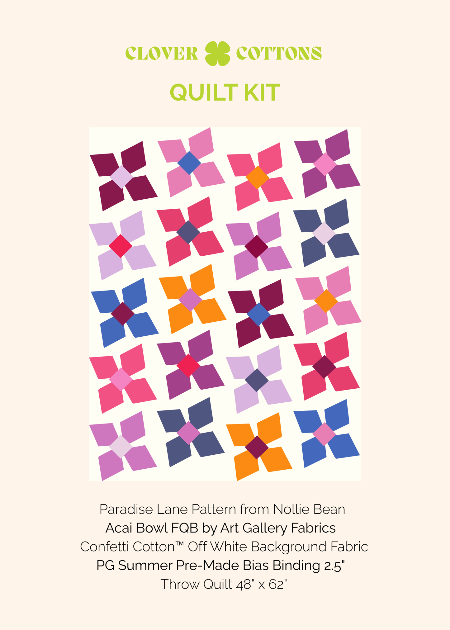 Paradise Lane Quilt Kit – Acai Bowl - Small Throw 48" x 62"