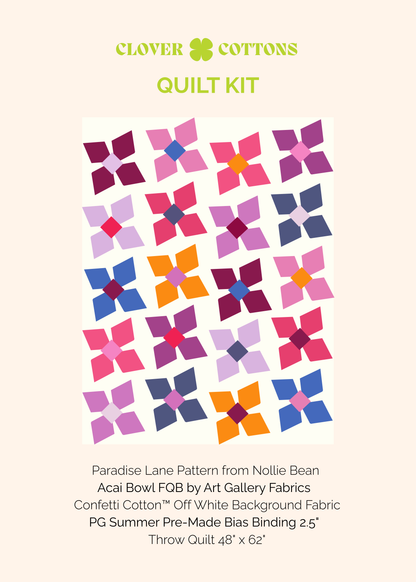 Paradise Lane Quilt Kit – Acai Bowl - Small Throw 48" x 62"