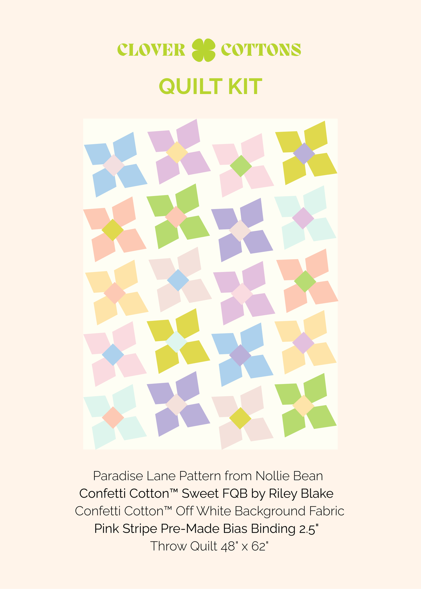 Paradise Lane Quilt Kit – Sweet - Small Throw 48" x 62" - PRE-ORDER