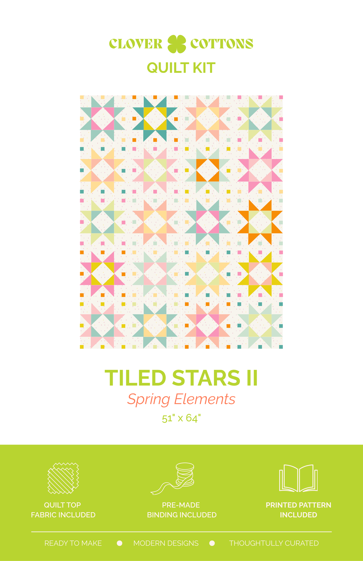 Tiled Stars II Quilt Kit | Spring Elements