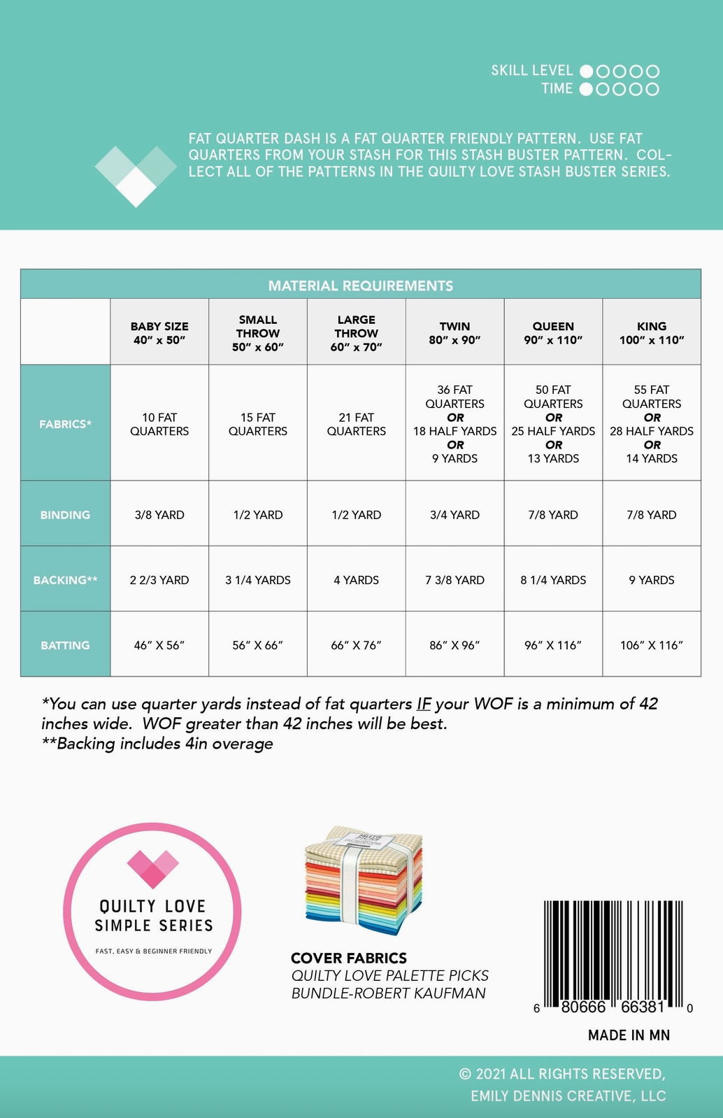 Fat Quarter Dash Paper Quilt Pattern