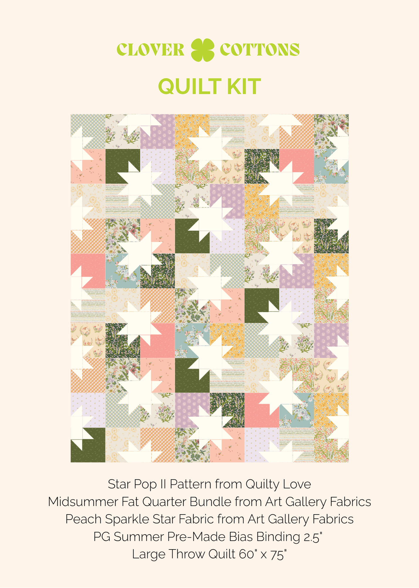 Star Pop II Quilt Kit – Midsummer by Art Gallery Fabrics (Large Throw 60” × 75”)