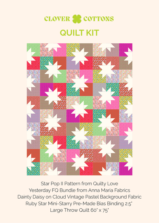 Star Pop II Quilt Kit – Yesterday (60” × 75”)
