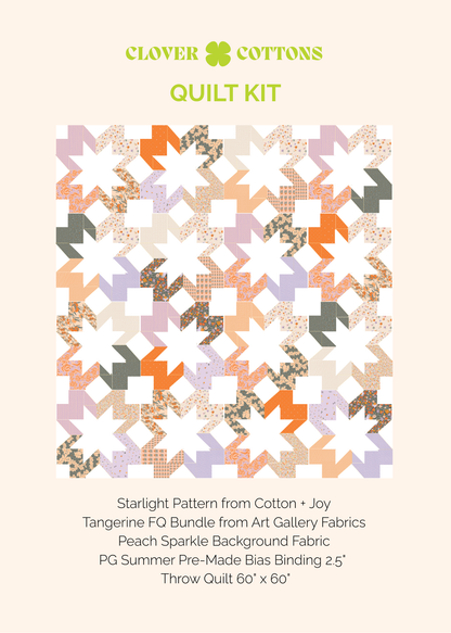Starlight Quilt Kit – Tangerine (60" x 60")