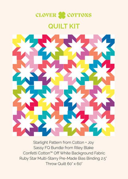 Starlight Quilt Kit – Sassy (60" x 60")
