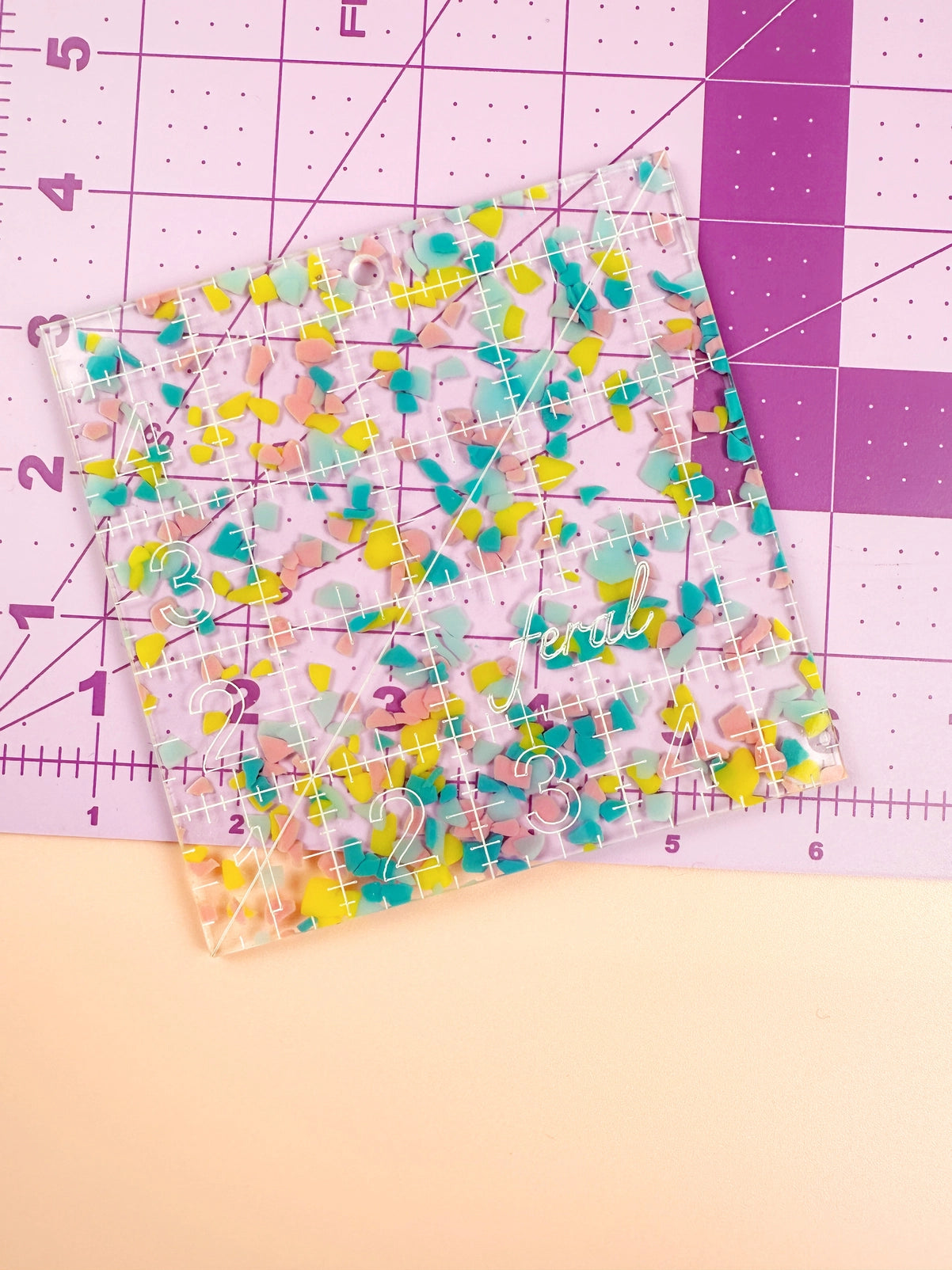 4.5 inch Square Quilting Ruler - Confetti