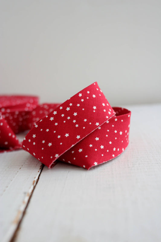 Pre-Made Quilt Binding | Red Stars